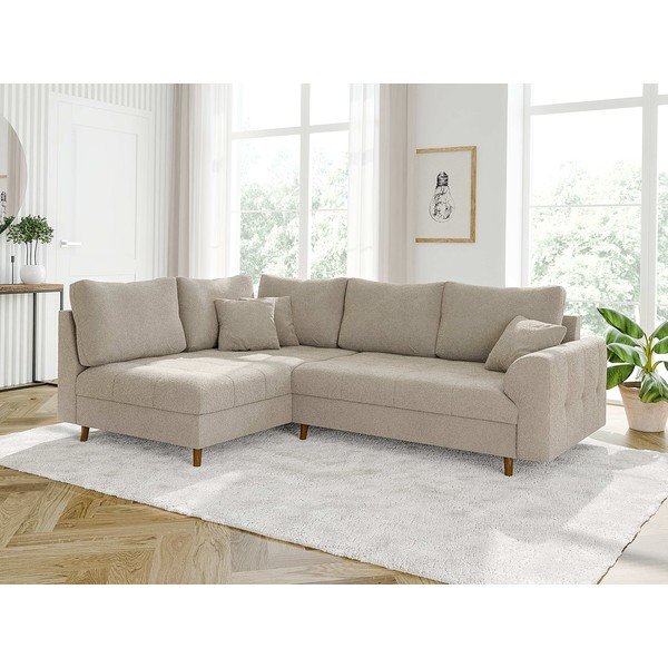 Smėlio spalvos iš boucle kampinė sofa (su kairiuoju kampu/„L“ formos) Ariella – Ropez-image-3