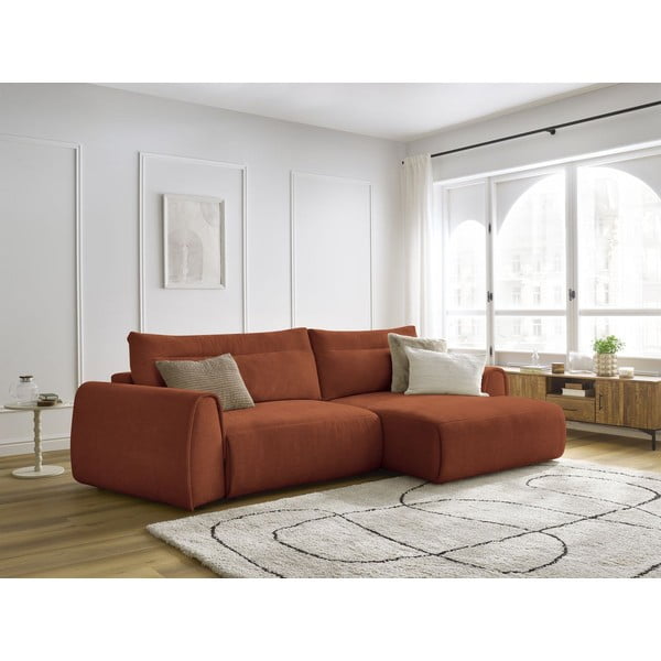 Kampinė sofa oranžinės spalvos Aden – Bobochic Paris-image-1