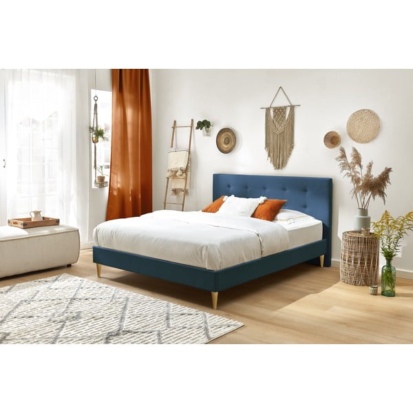 Mėlyna dvigulė lova Bobochic Paris Light, 180 x 200 cm-image-3