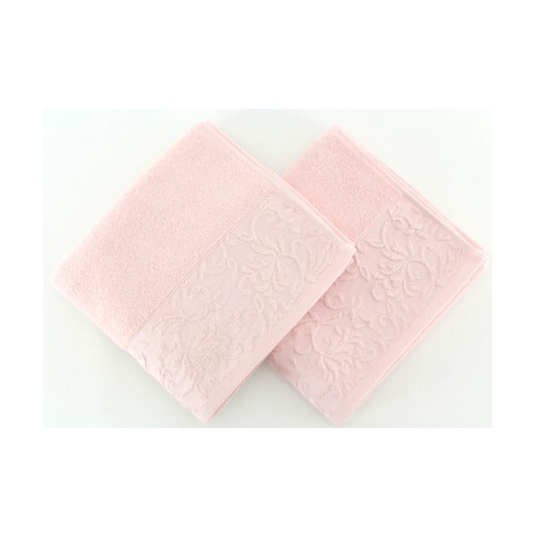 2 šviesiai rožinių 100% medvilninių rankšluosčių rinkinys Burumcuk, 50 x 90 cm