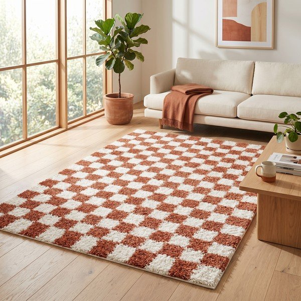 Kreminės spalvos/terakotos spalvos kilimas 120x170 cm Grida – ESTE-image-2