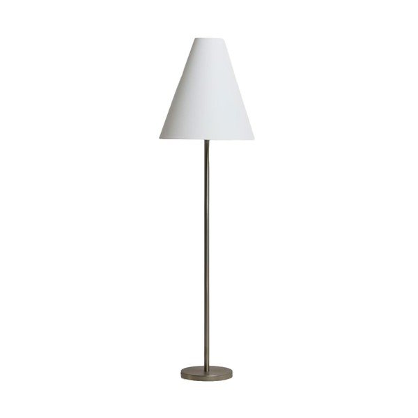 Sidabrinės spalvos pastatomas šviestuvas (aukštis 153 cm) su tekstiliniu gaubtu Navat – Kave Home