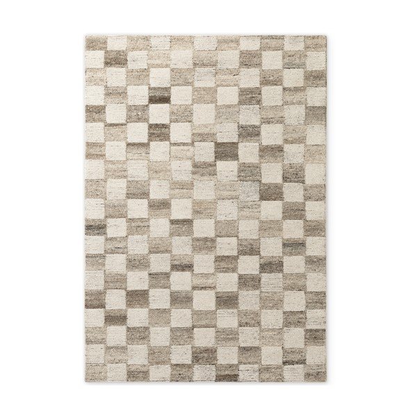 Rankų darbo kreminės spalvos iš vilnos kilimas 80x150 cm Boho 1.0 Quadra – Vikosa