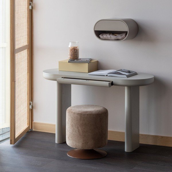 Pilkai smėlinės spalvos kelių aukštų sieninė lentyna 39 cm Momo – WOOOD-image-1