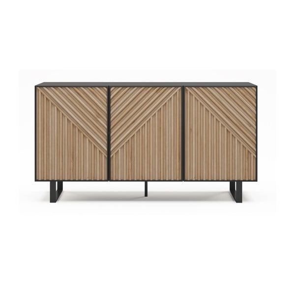 Šoninė spintelė juodos spalvos/natūralios spalvos iš ąžuolo 151x80x40 cm Alana – Marckeric