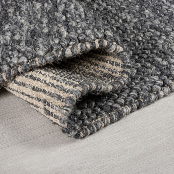 Rankų darbo iš vilnos mišinio kilimas tamsiai pilkos spalvos 60x230 cm Minerals – Flair Rugs-image-3