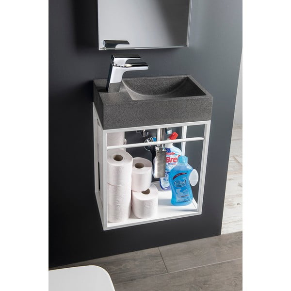 Iš betono maža kriauklė tamsiai pilkos spalvos 40x22 cm Crest – Sapho-image-1