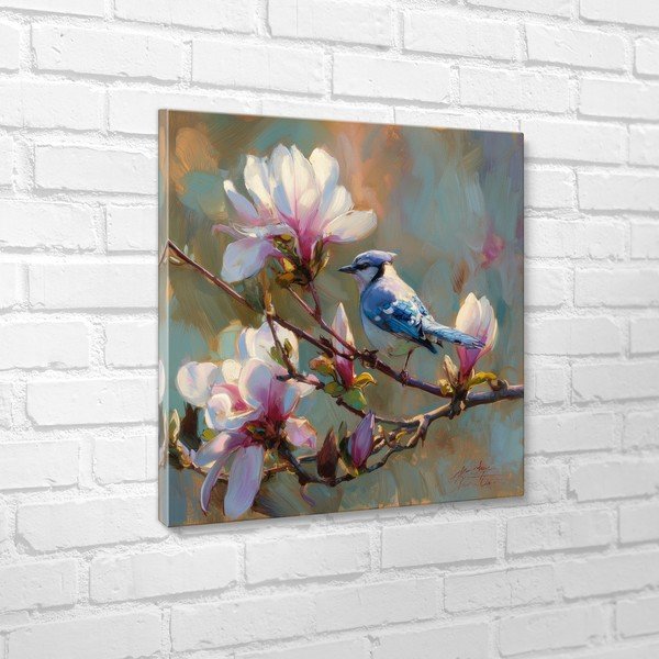 Spausdintas paveikslas tapyba ant drobės 32x32 cm Bluejay & Blossom – Styler-image-4