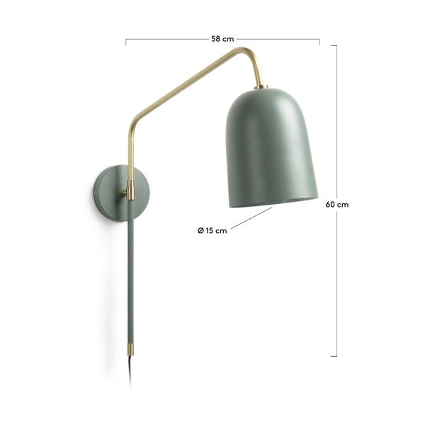 Žalios spalvos sieninė lempa ø 15 cm Audrie – Kave Home-image-4