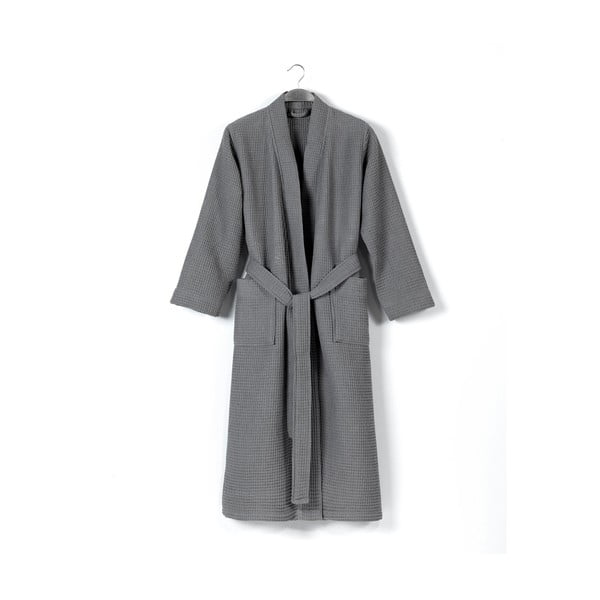 Pilkas medvilninis chalatas L dydžio Mia Waffle - Foutastic-image-1