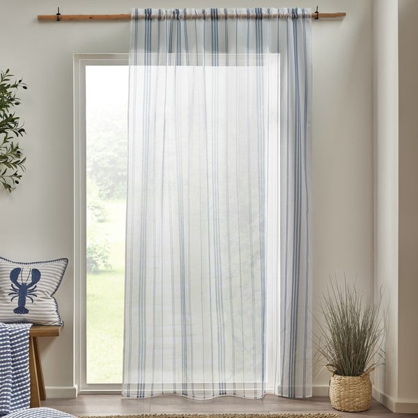 Baltos spalvos iš šydo permatoma užuolaida 140x229 cm Harbour Stripe – Catherine Lansfield