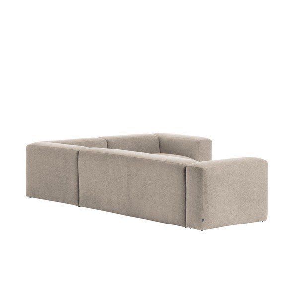 Smėlio spalvos kampinė sofa iš šenilinio audinio Blok – Kave Home-image-4