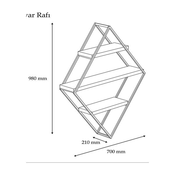 Juoda/natūrali dviaukštė lentyna Meho - Kalune Design-image-3
