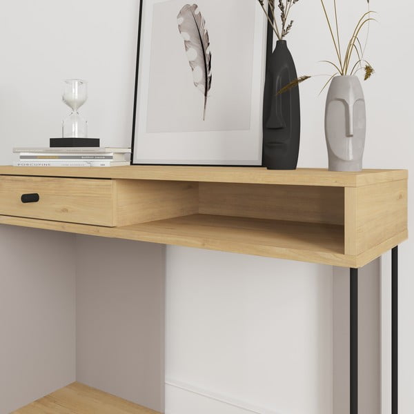 Konsolinis staliukas su ąžuolo dekoro stalviršiu 35x100 cm Saturne – Marckeric-image-4