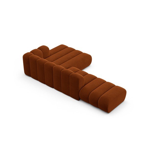 Kampinė sofa oranžinės spalvos (su dešiniuoju kampu) Lupine – Micadoni Home-image-3