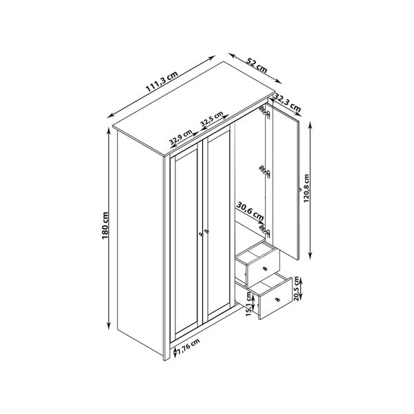 Drabužių spinta pilkos spalvos/natūralios spalvos iš ąžuolo 112x180 cm Emerald – Støraa-image-3