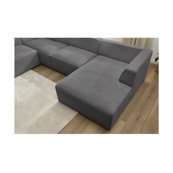 Tamsiai pilkos spalvos iš kordinio velveto modulinė kampinė sofa (su kairiuoju kampu/„U“ formos) Megeve – Bobochic Paris-image-3