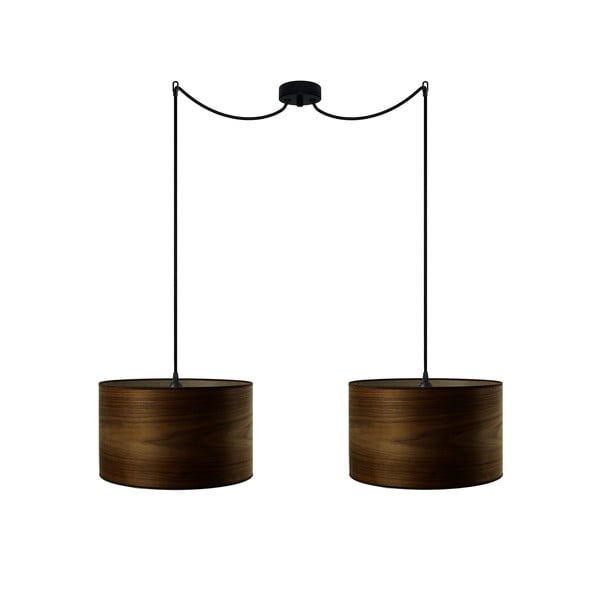 Dvigubas pakabinamas šviestuvas iš natūralaus riešutmedžio lukšto "Sotto Luce Tsuri", ⌀ 90 cm