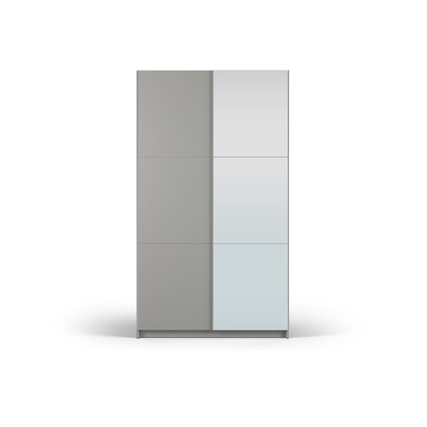 Pilka spinta su veidrodžiu ir stumdomomis durimis 122x215 cm Lisburn - Cosmopolitan Design