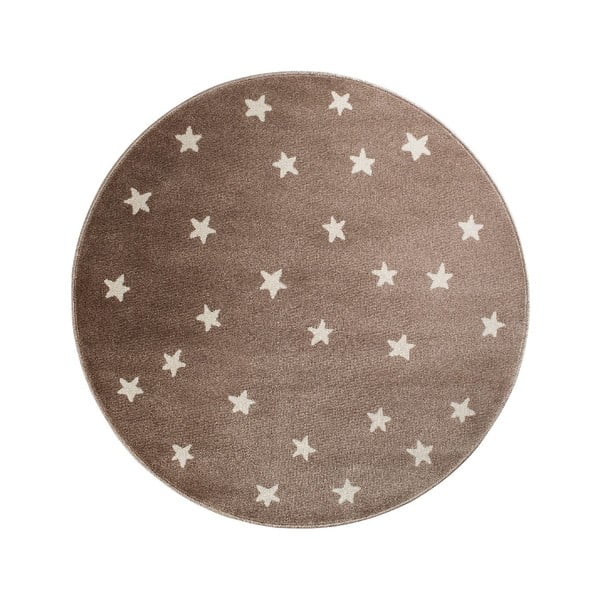 Rudas apvalus kilimas su žvaigždėmis KICOTI Stars, ø 80 cm