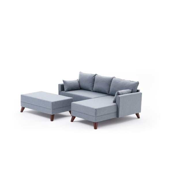 Kampinė sofa šviesiai mėlynos spalvos (su dešiniuoju kampu) Bella – Balcab Home