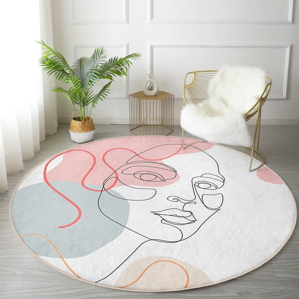 Skalbiamas/robotiniams dulkių siurbliams apvalios formos kilimas baltos spalvos ø 120 cm Comfort – Mila Home-image-1