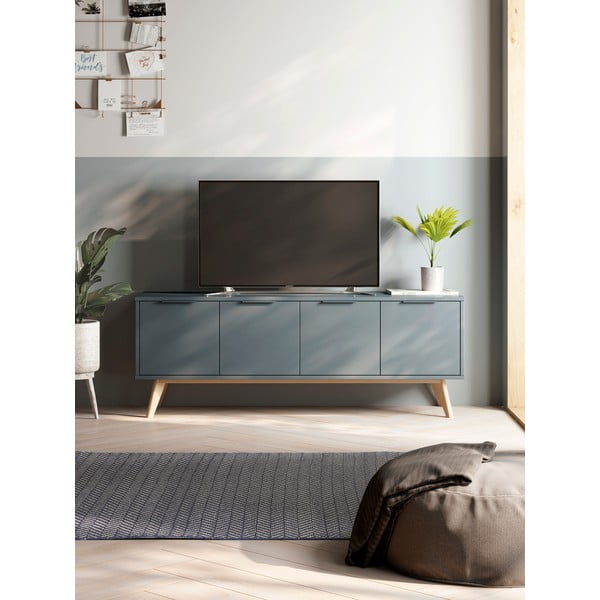 Pilkai žalios spalvos TV spintelė 140x53x40 cm Pisco – Marckeric-image-1
