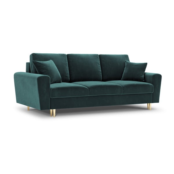 Smaragdinės spalvos iš velveto sulankstoma/su sandėliavimo vieta sofa 235 cm Kyoto – Cosmopolitan Design-image-1