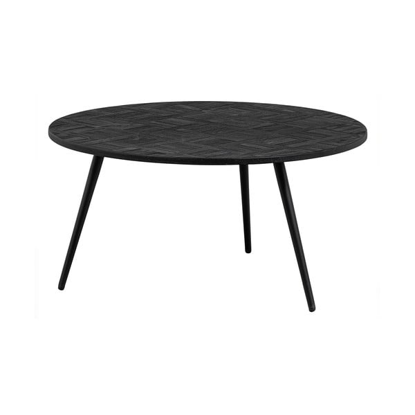 Iš tikmedžio masyvo apvalios formos kavos staliukas juodos spalvos ø 74 cm Leo – WOOOD