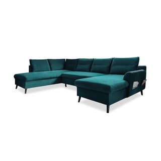 Turkio spalvos U formos aksominė sofa-lova Miuform Stylish Tent, kairysis kampas