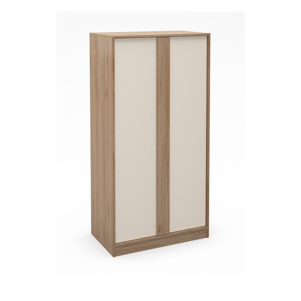 Drabužių spinta kreminės spalvos/natūralios spalvos iš ąžuolo 90x180x53 cm Dennis – Marckeric-image-4