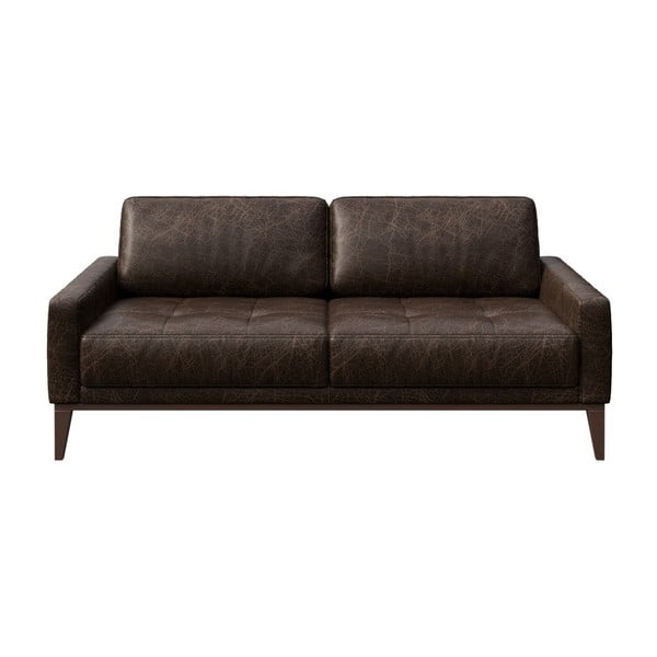 Tamsiai ruda odinė sofa MESONICA Musso Tufted, 173 cm