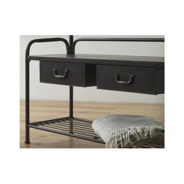 Juoda metalinė pakaba su suoliuku ir batų lentyna Geese Gerome-image-2