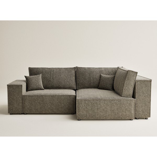 Rudos spalvos sulankstoma/su sandėliavimo vieta kampinė sofa iš šenilinio audinio (su dešiniuoju kampu/„L“ formos) Tonga – Maison de Rêve-image-2