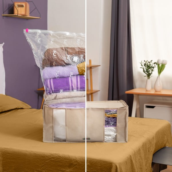 Vakuuminė iš tekstilės spintos daiktadėžė 65x50x27 cm Life – Compactor-image-1