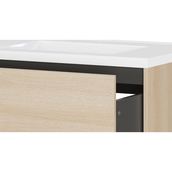 Natūralios spalvos pakabinama spintelė po kriaukle iš ąžuolo 81x61 cm Bodera – Germania-image-4