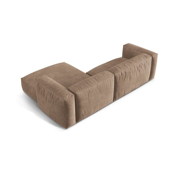 Šviesiai rudos spalvos iš velveto modulinė kampinė sofa (su dešiniuoju kampu/su gultu) Martina – Micadoni -image-4