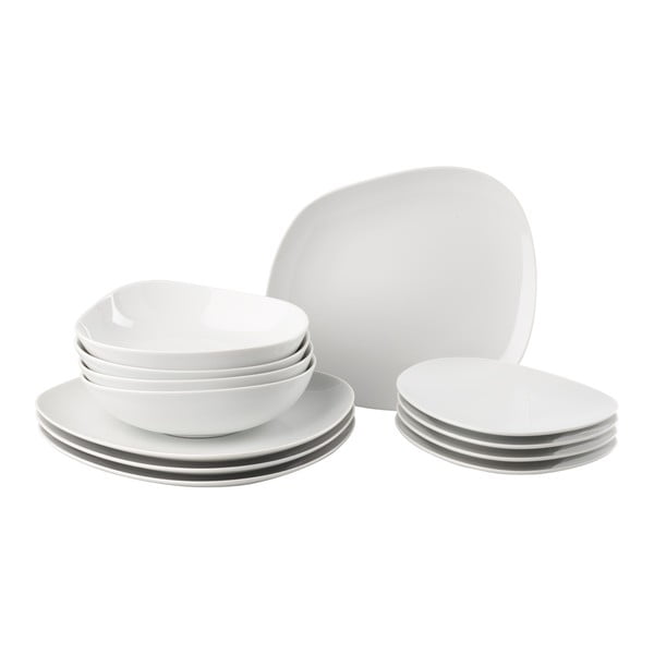 12 dalių baltų porcelianinių lėkščių rinkinys Villeroy & Boch Like Organic