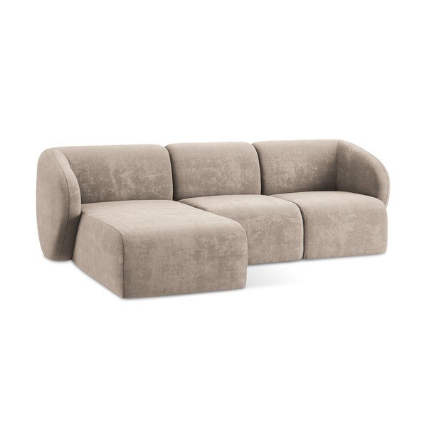 Šviesiai rudos spalvos kampinė sofa iš šenilinio audinio (su kairiuoju kampu/su gultu) Lani – Makamii-image-4