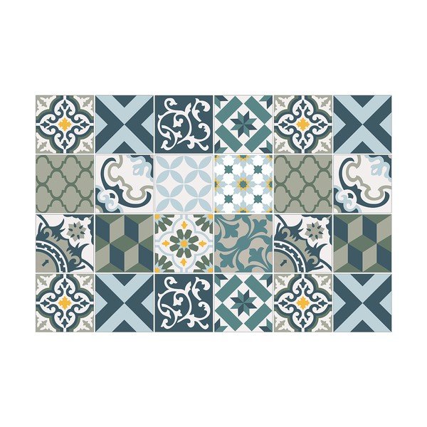 24 sieninių lipdukų rinkinys Ambiance Azulejos Rony, 10 x 10 cm-image-2