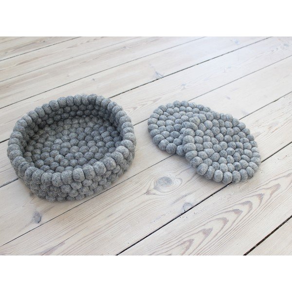 Pilkos spalvos padėkliukas iš vilnos kamuoliukų Wooldot Ball Coaster, ⌀ 20 cm-image-1