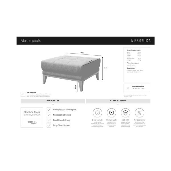 Pilkas pufas MESONICA Musso Tufted-image-3