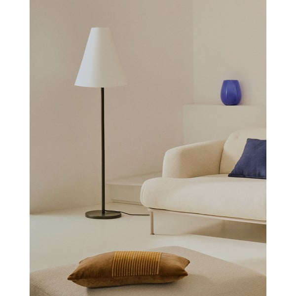 Tamsiai žalios spalvos pastatomas šviestuvas (aukštis 153 cm) su tekstiliniu gaubtu Navat – Kave Home-image-3