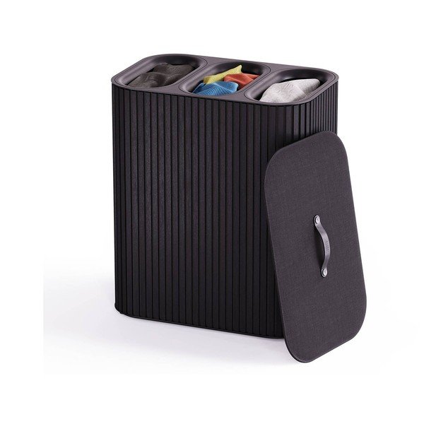 Juodos spalvos iš bambuko skalbinių krepšys 3x30 l Tota Trio Luxe – Joseph Joseph