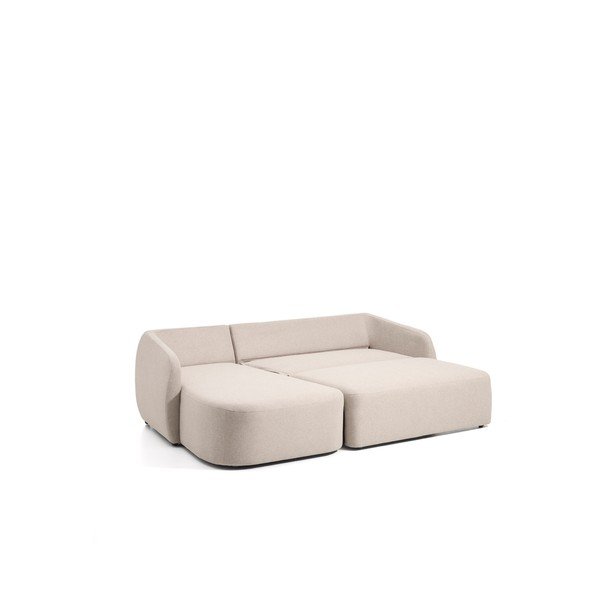 Smėlio spalvos sulankstoma kampinė sofa iš šenilinio audinio (su dešiniuoju kampu/su gultu) Laira – Kave Home-image-3