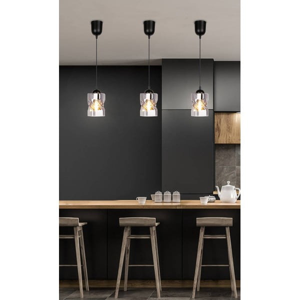 Juodas pakabinamas šviestuvas su stikliniu gaubtu ø 10 cm Felis - Candellux Lighting-image-1