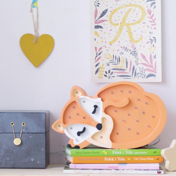 Oranžinis pušies medienos stalinis šviestuvas Little Lights Fox Wild, ilgis 31 cm-image-3