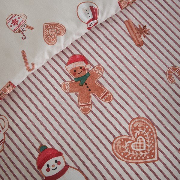 Natūralios spalvos viengulė patalynė 135x200 cm Christmas Gingerbread Stripe – Catherine Lansfield-image-4