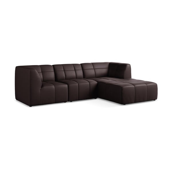 Tamsiai violetinės spalvos iš dirbtinės odos kampinė sofa (su dešiniuoju kampu/su gultu) Aloha – Makamii-image-2