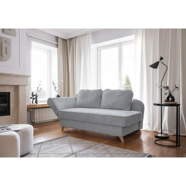 Šviesiai pilkos spalvos iš kordinio velveto gultas (su kairiuoju kampu) Chic Charlotte – Miuform-image-3